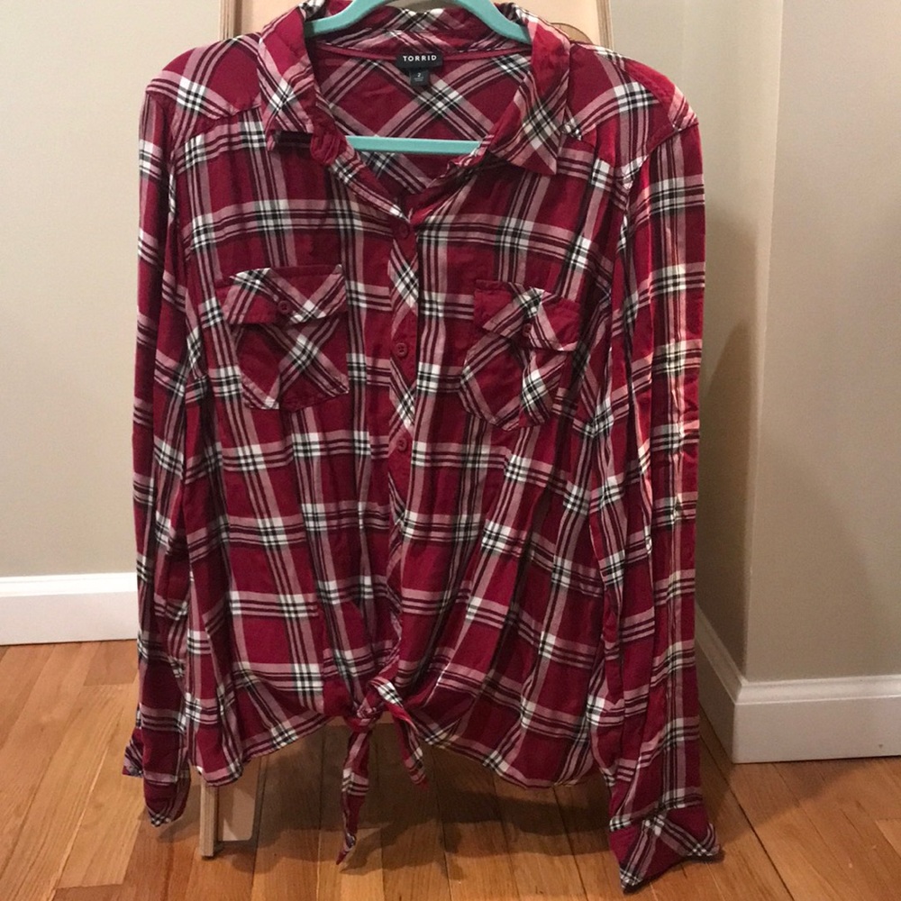 Torrid tie front flannel size 2 like new